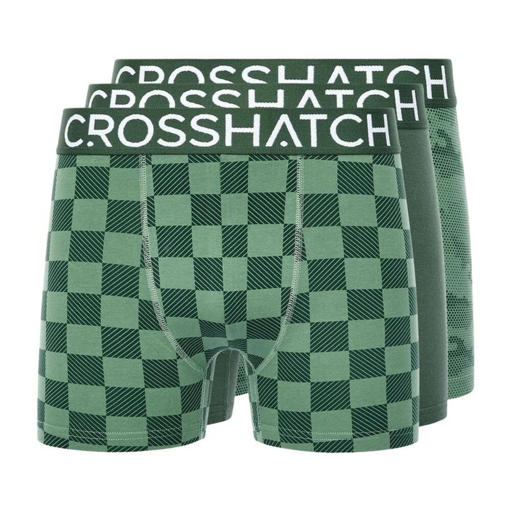 Crosshatch Mens Bresler Boxer Shorts (Pack of 3) / Green